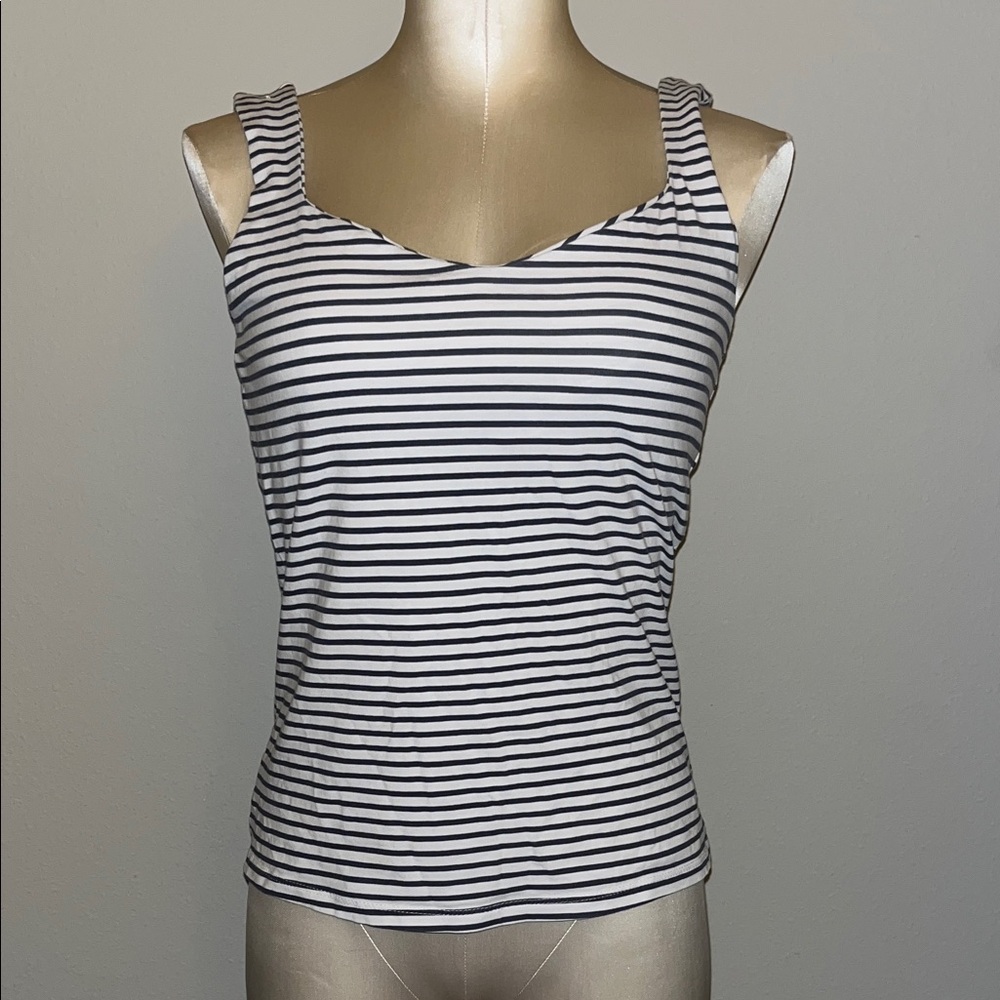 Bershka Navy & White Striped Tank Top